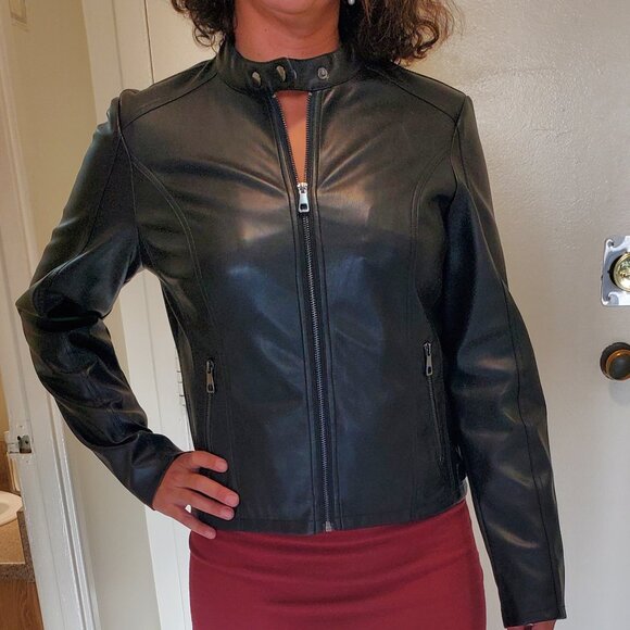 NEW Stylish C&A Leather Jacket - Picture 2 of 5